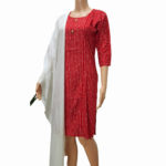 KURTI Rose Red Kurti Simple Golden Work