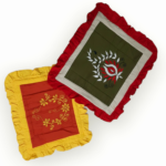 ASON Embroidered Ason for Puja Combo Pack of 2 Olive Green & Orange Mix (Sitting Mat)
