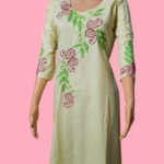 Hand Embroidery Cream Color Pure Cotton KURTI