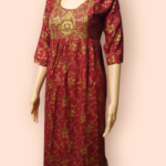Elegant Golden Work With Premium Printed Rayon Mix kurti