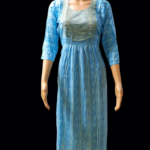 Elegant Golden Work with Sophisticated Prints Kurti - Sky Blue (Rayon Mix)