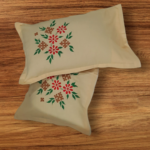 Pure Cotton Hand Embroidery Tan Yellow Color Pillow Covers (Pack of 2)