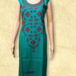 Hand Embroidery Pine Green Color Pure Cotton KURTI Premium Hand Stitch Design