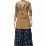Hand Embroidery Metallic Gold Color Pure Cotton Short Top