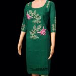 Hand Embroidery Premium Hand Stitch Pure Cotton Green Color Kurti