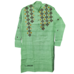 Hand Embroidery Premium Stitch Pure Cotton Acid Green Punjabi