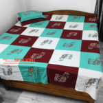 Hand Embroidery Pure Cotton Double Bedsheet With Two Pillow Cover Color (green, White, And Maroon)