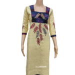 Hand Embroidery Pure Cotton Beige Color Long kurti For Women And Girls