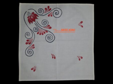 Hand Painted Pure Cotton White Color Febric Work Rumal Size 16-16