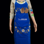Hand Embroidery Pure Cotton Blue Color designing apron for chef and all
