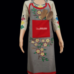 Hand Painted Pure Cotton Grey Color Febric Work Apron