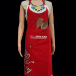 Hand painted Pure Cotton  Febric Work Apron For Chefs color Red