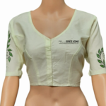 Hand Painted Pure Cotton Febric Work White Color v-neck Blouse