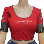 Amar preyrona Sreejoni Hand Embroidred Pure Cotton red color u-Neck Blouse For Girls And Womens