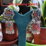 Silver oxidised artificial stone alloy jhumkas for girls and womens