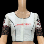 Hand Embroidred pure cotton black And White Color Combination u-Neck designer Blouse Use For Women And girls