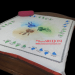 Hand painted Pure Cotton Fabric Work White Color Double Bedsheet without pillow cover