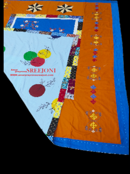 Hand Embroided And Hand Painted Pure cotton Multicolor Combination Both Side Useable Long Kantha