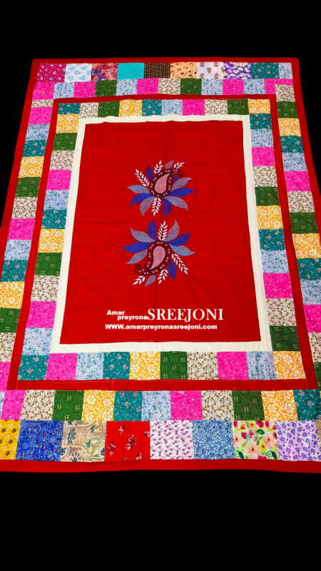 Hand Embroided and hand painted Pure Cotton Long Very Beautiful Designing and both side Usable Single Kantha